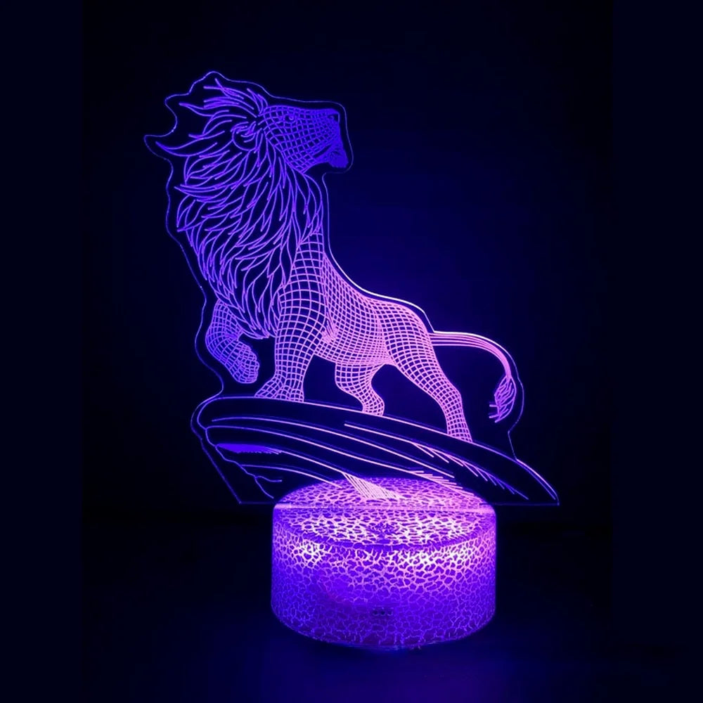 Lampe Led 3D Lion 16 color with remote